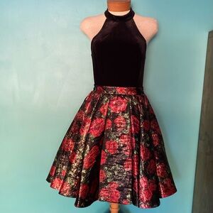JOVANI Black/Red Floral Cocktail Dress 🌹 2